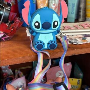 Blue Character Crossbody Bag with Rainbow Strap